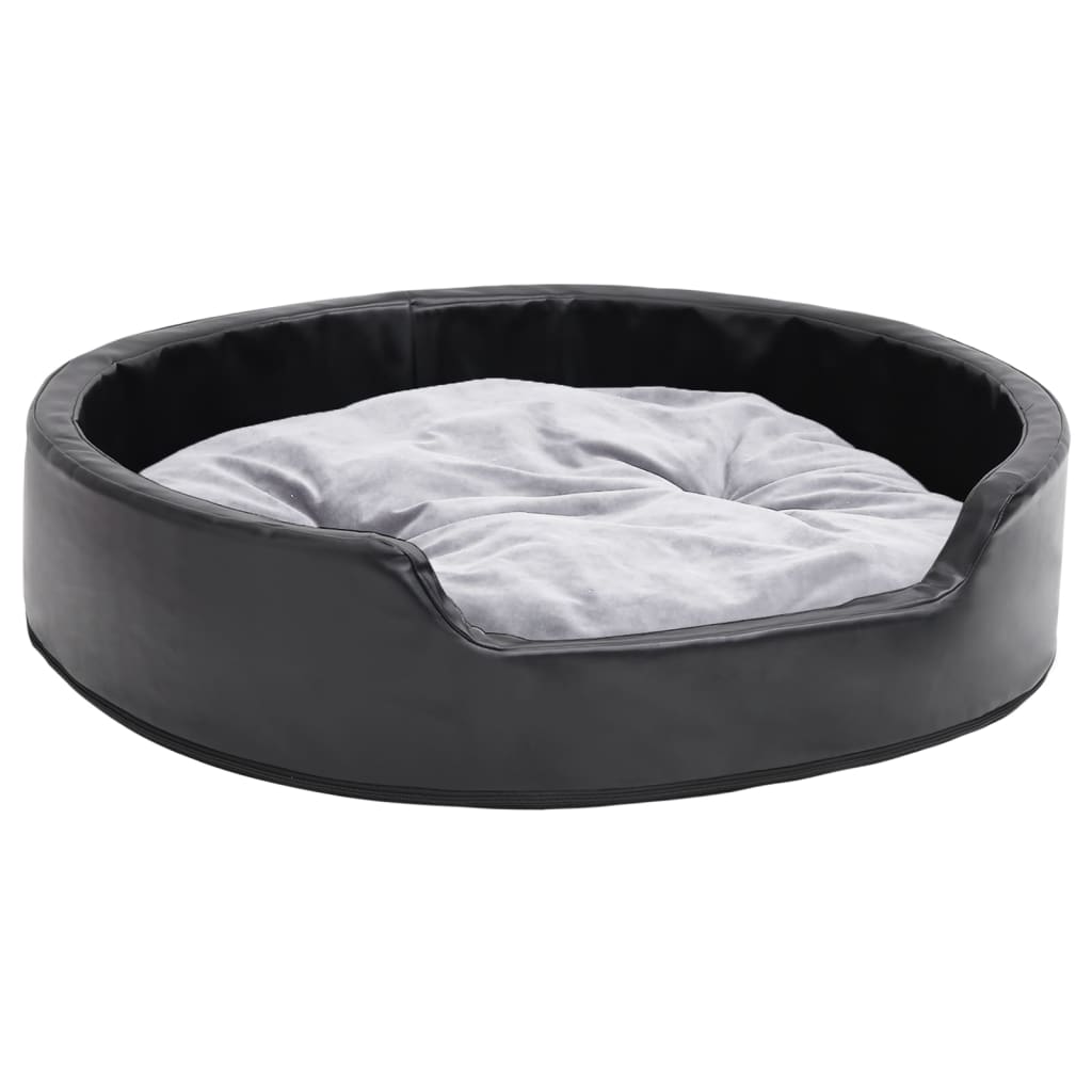 vidaXL Hundebett Schwarz-Grau 79x70x19 cm Plüsch und Kunstleder