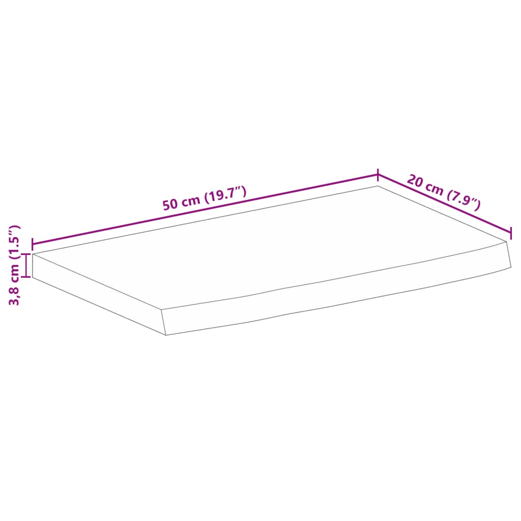 vidaXL Tischplatte mit Baumkante 50x20x3,8 cm Massivholz Mango