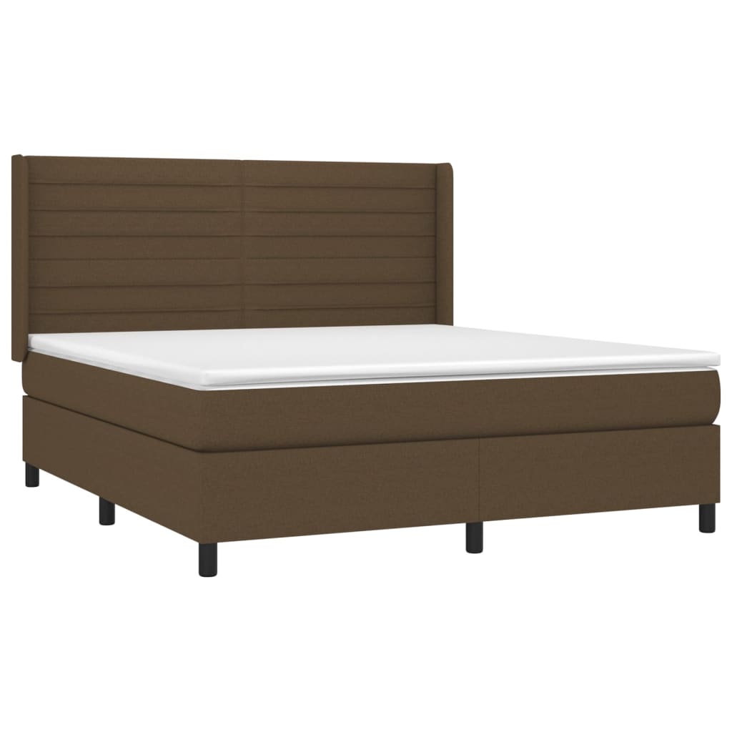 vidaXL Boxspringbett mit Matratze & LED Dunkelbraun 180x200 cm Stoff