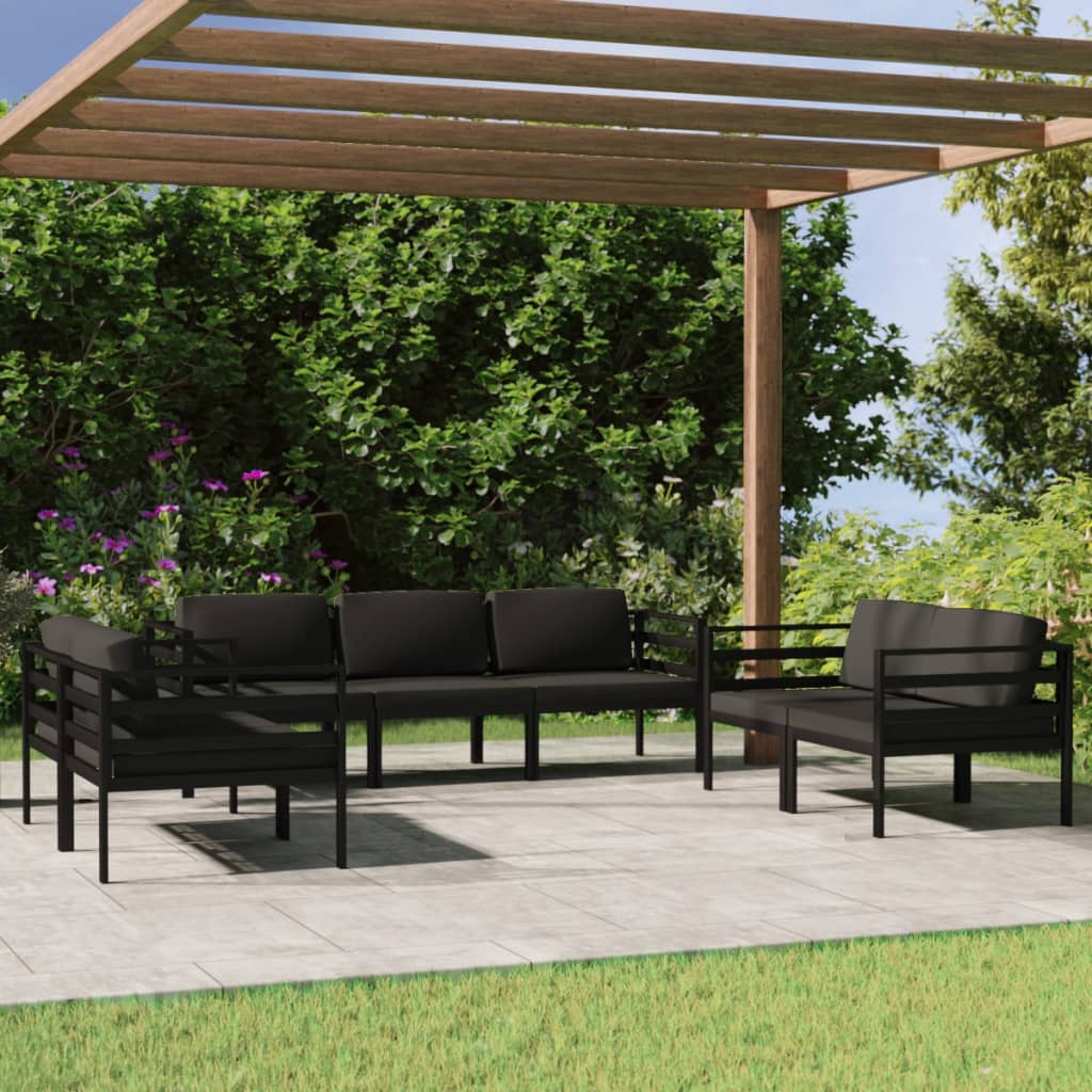 vidaXL 7-tlg. Garten-Lounge-Set mit Kissen Aluminium Anthrazit