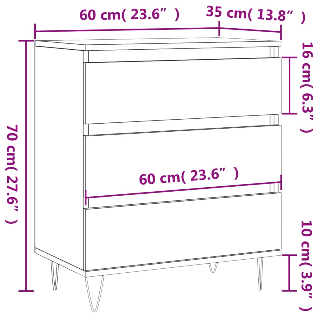 vidaXL Sideboard Grau Sonoma 60x35x70 cm Holzwerkstoff