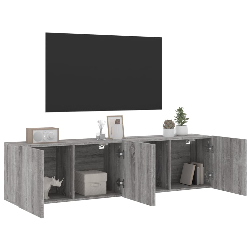 vidaXL TV-Wandschränke 2 Stk. Grau Sonoma 80x30x41 cm