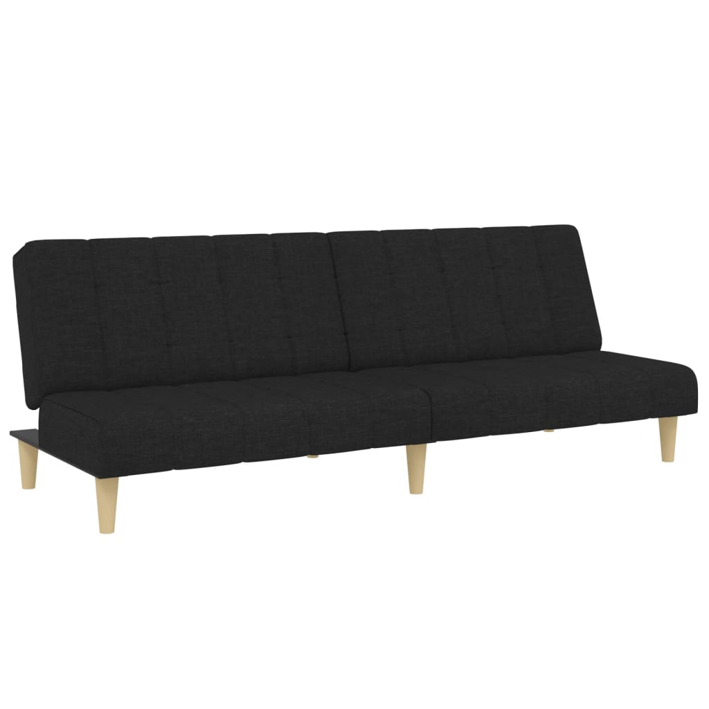 vidaXL Schlafsofa 2-Sitzer mit Fußhocker Schwarz Stoff