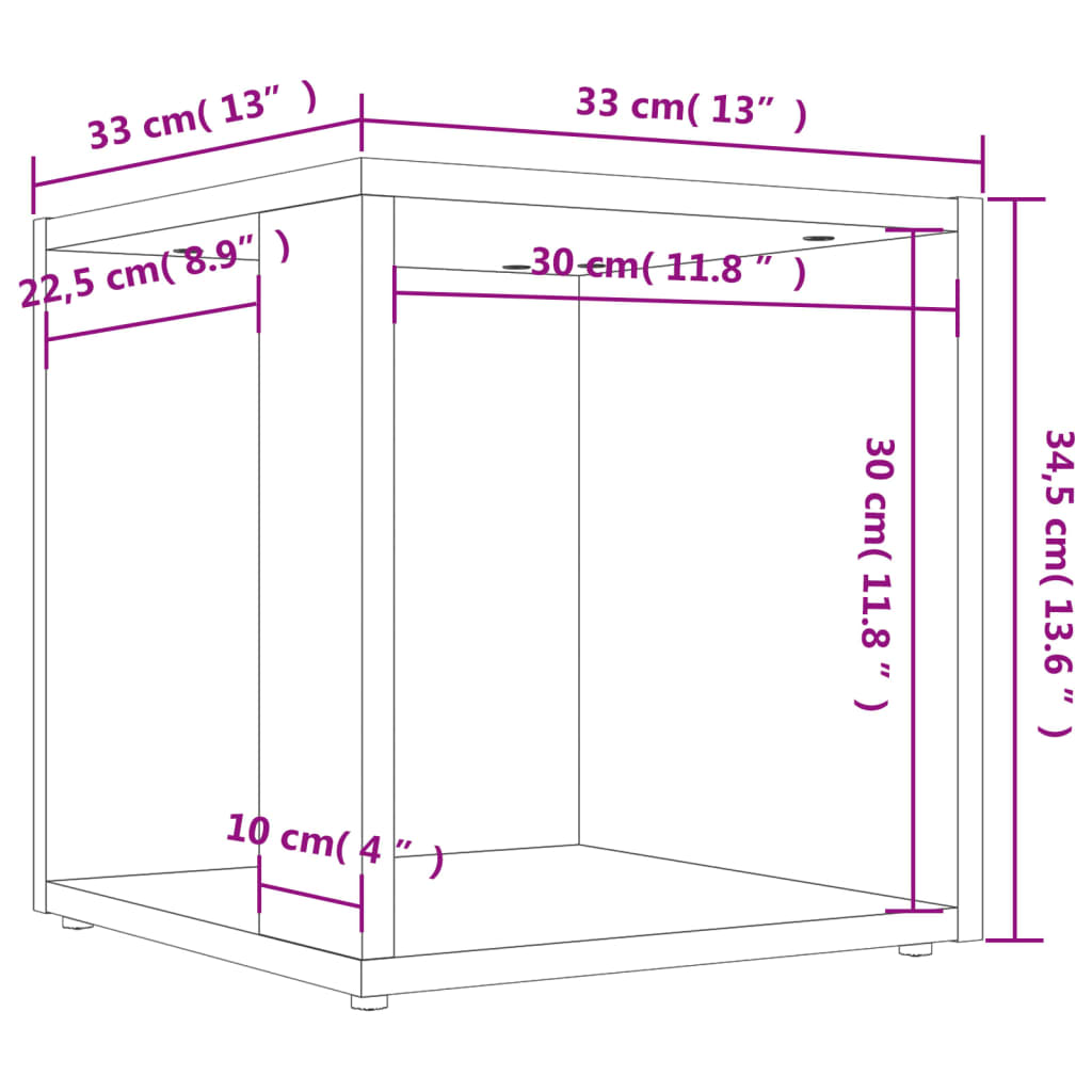 vidaXL Beistelltisch Betongrau 33x33x34,5 cm Holzwerkstoff