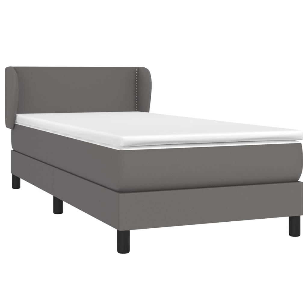 vidaXL Boxspringbett mit Matratze Grau 90x190 cm Kunstleder