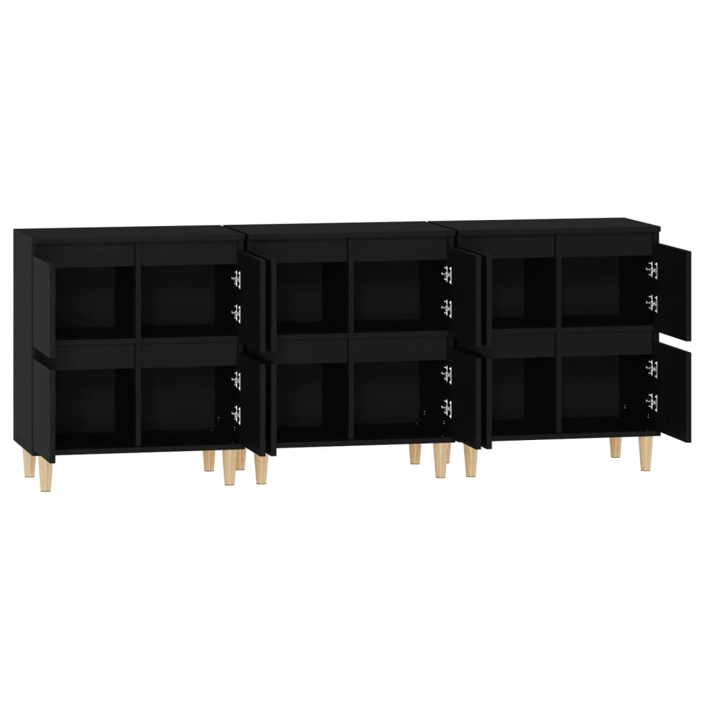 vidaXL Sideboards 3 Stk. Schwarz 60x35x70 cm Holzwerkstoff