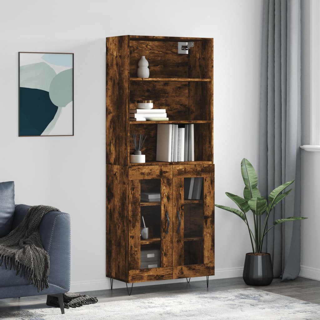 vidaXL Highboard Räuchereiche 69,5x34x180 cm Holzwerkstoff