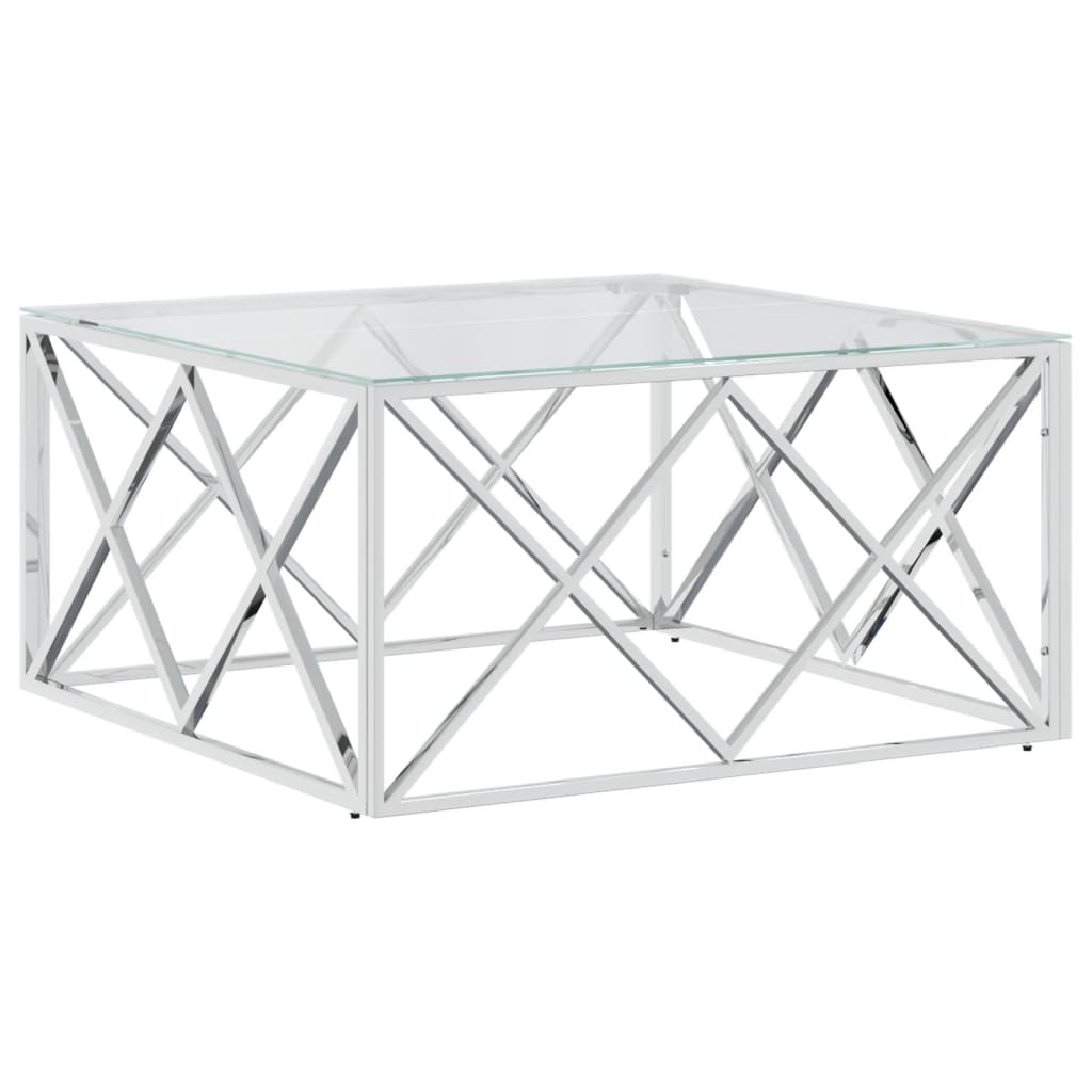 vidaXL Couchtisch 80x80x40 cm Edelstahl und Glas