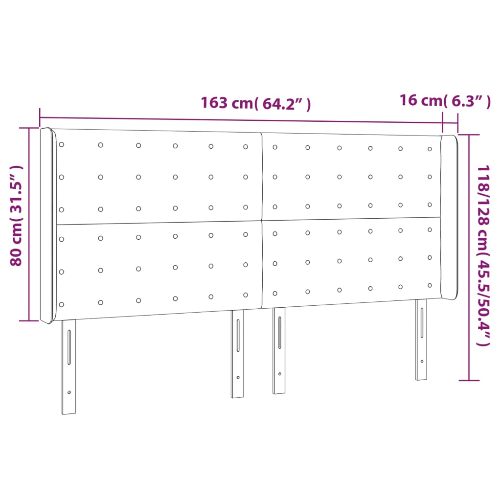 vidaXL LED Kopfteil Dunkelbraun 163x16x118/128 cm Stoff