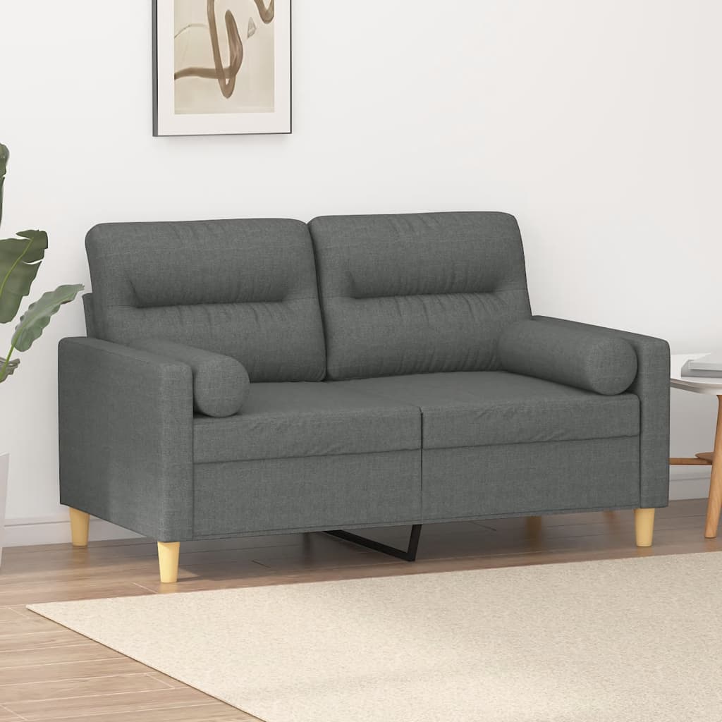 vidaXL 2-Sitzer-Sofa mit Zierkissen Dunkelgrau 120 cm Stoff