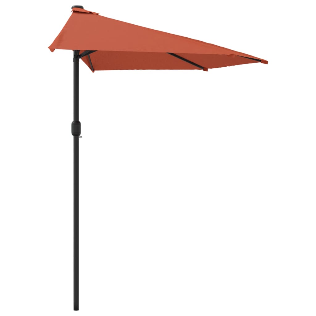 vidaXL Balkon-Sonnenschirm Alu-Mast Terrakotta 270x144x222cm Halbrund