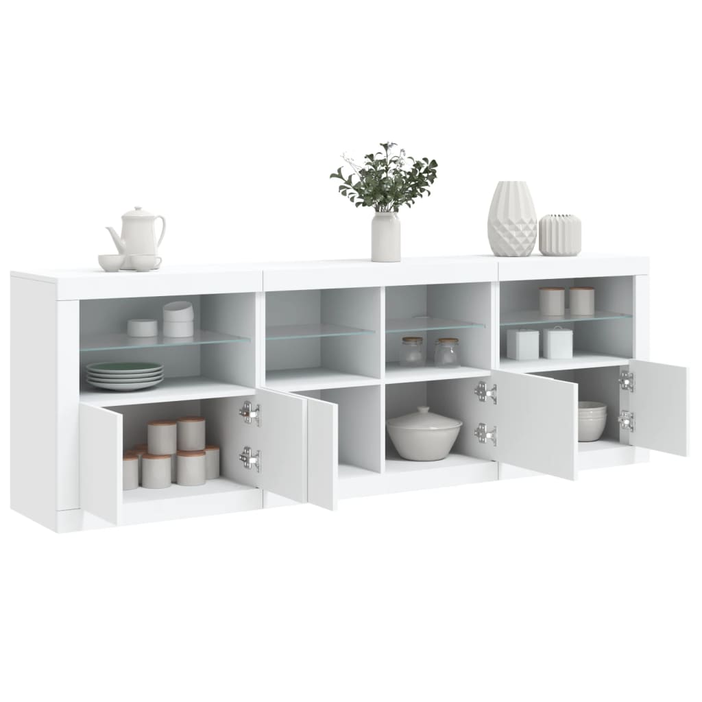 vidaXL Sideboard mit LED-Leuchten Weiß 202x37x67 cm