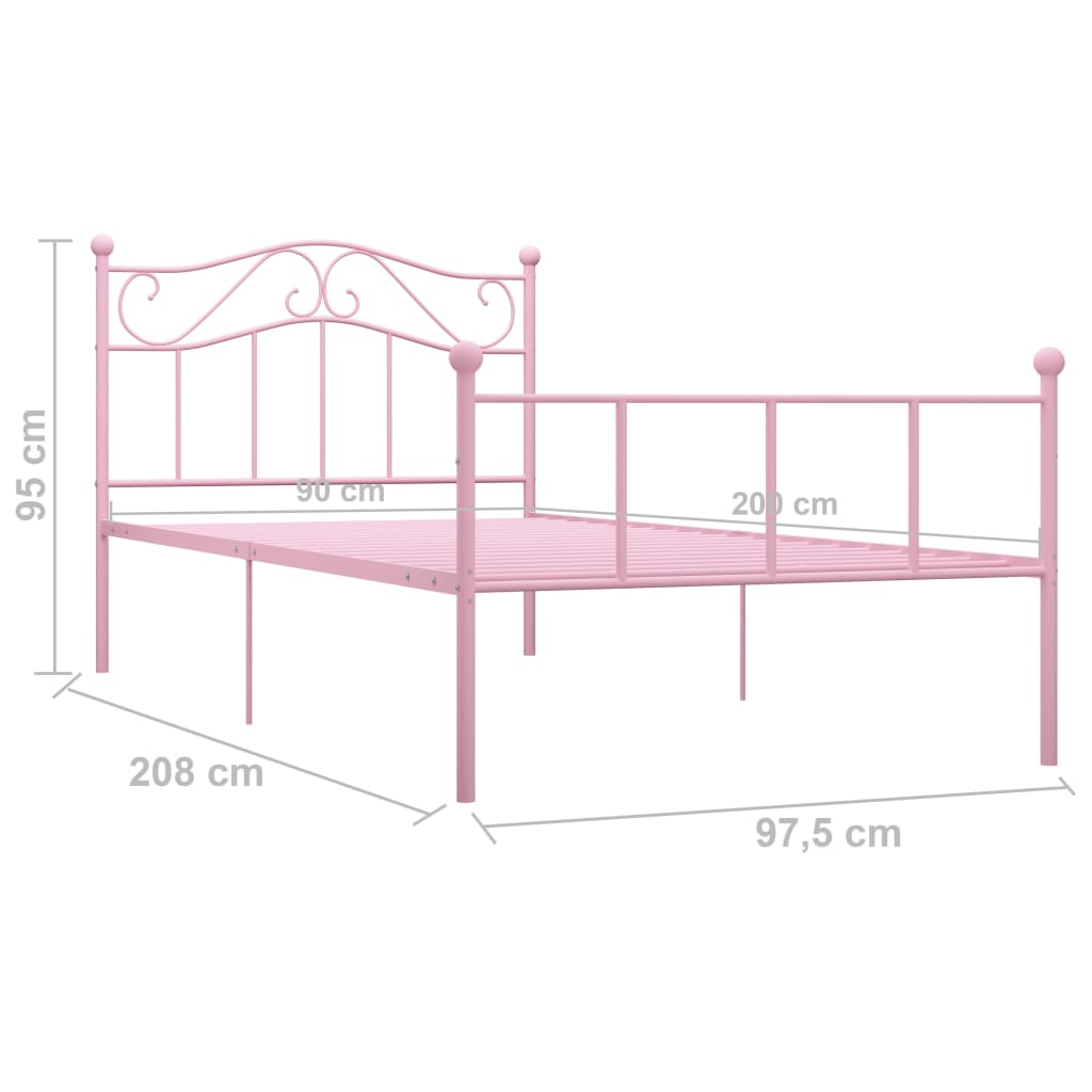 vidaXL Bettgestell Rosa Metall 90×200 cm