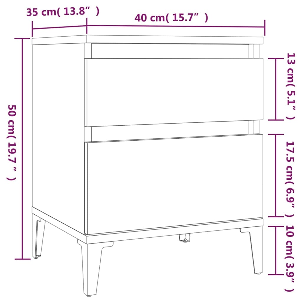 vidaXL Nachttisch Betongrau 40x35x50 cm