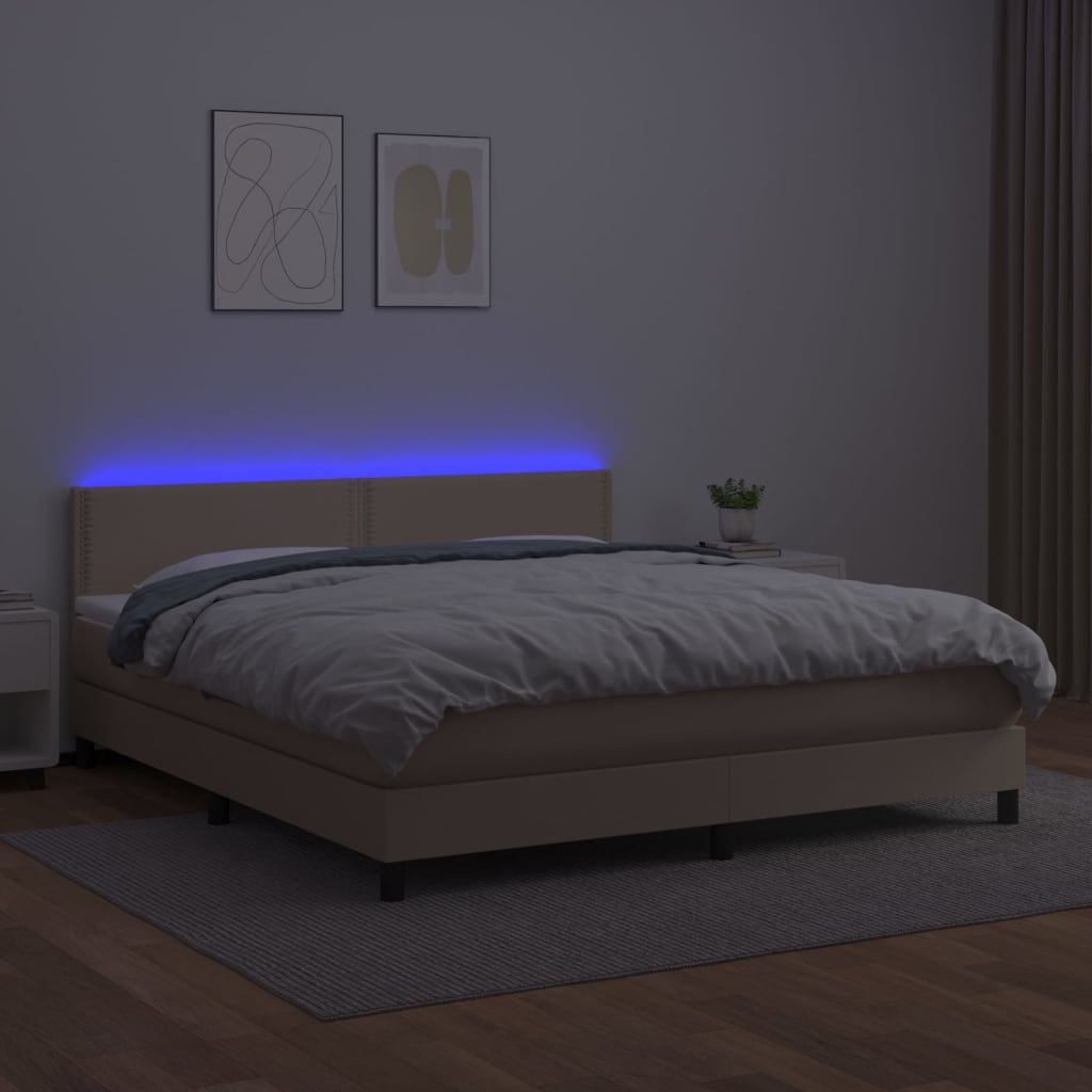 vidaXL Boxspringbett mit Matratze & LED Cappuccino-Braun 180x200cm