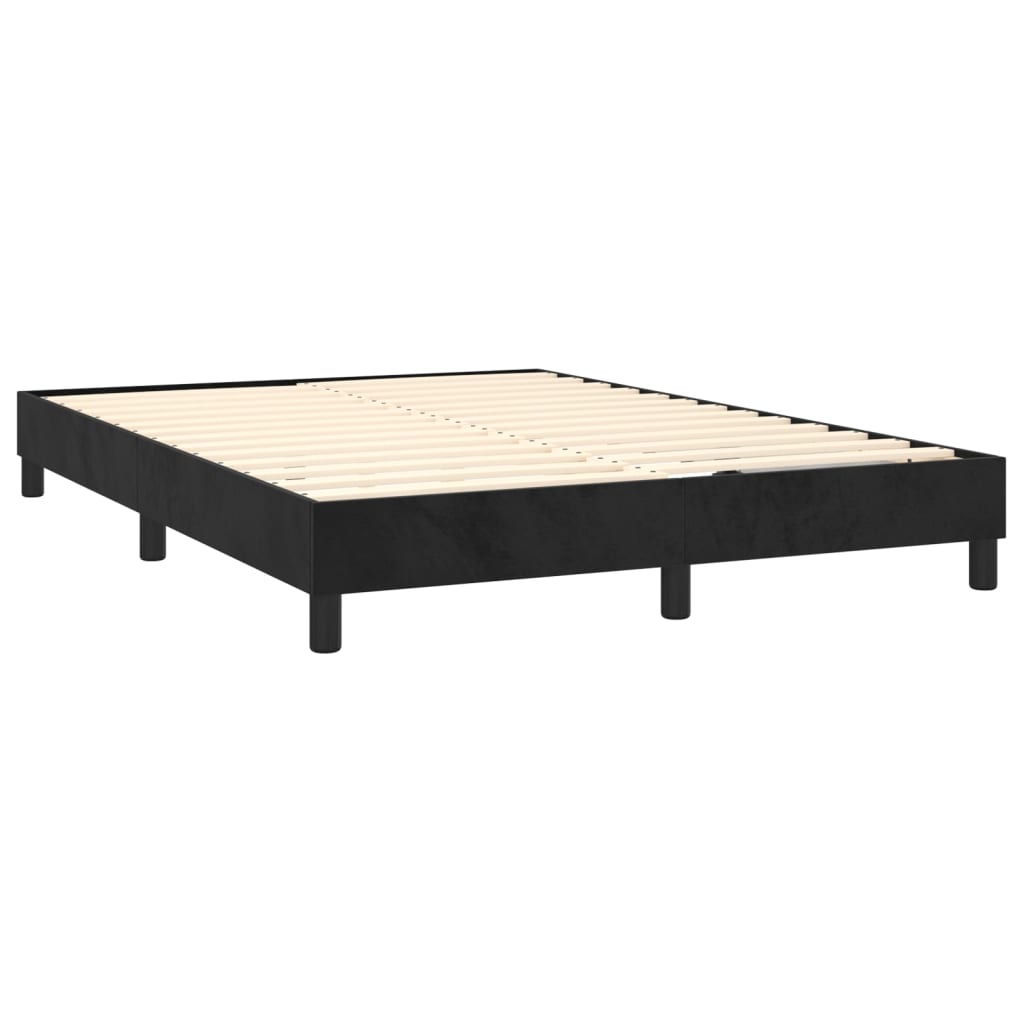 vidaXL Boxspringbett mit Matratze Schwarz 140x190 cm Samt