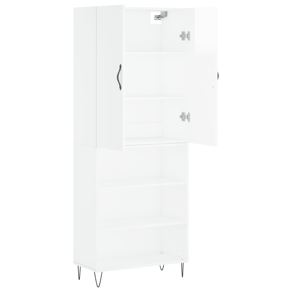 vidaXL Highboard Hochglanz-Weiß 69,5x34x180 cm Holzwerkstoff