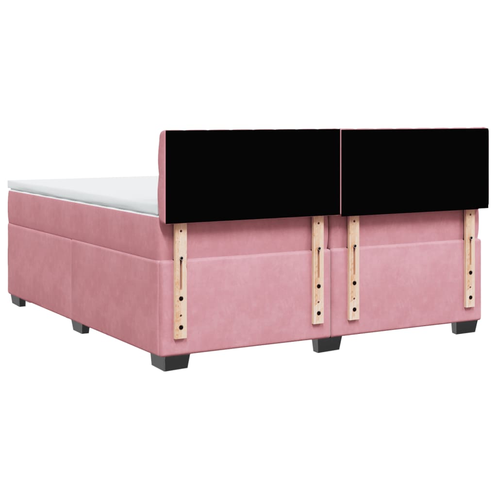 vidaXL Boxspringbett mit Matratze Rosa 200x200 cm Samt