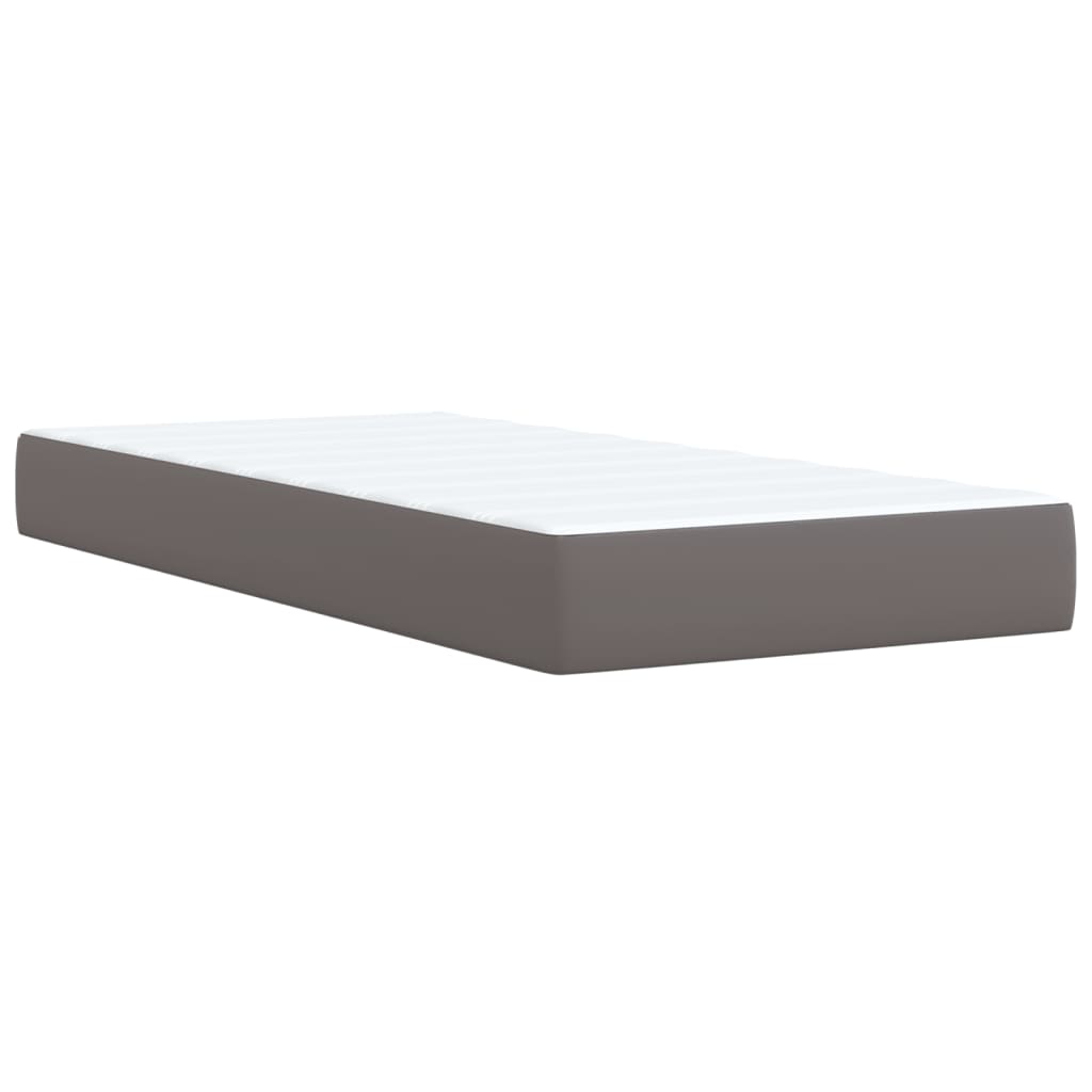 vidaXL Boxspringbett mit Matratze Grau 90x190 cm Kunstleder