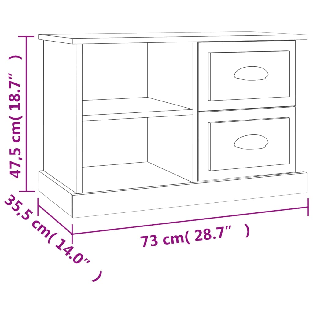 vidaXL TV-Schrank Schwarz 73x35,5x47,5 cm Holzwerkstoff