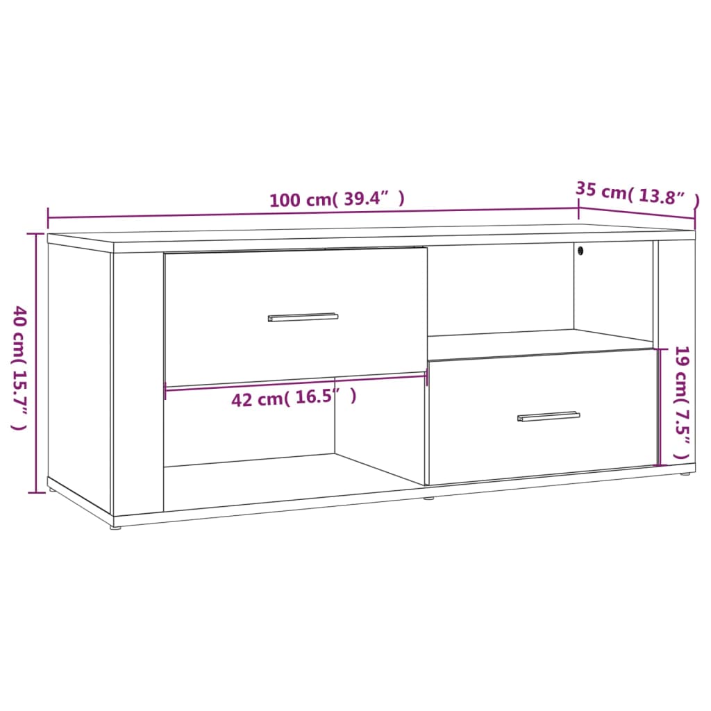 vidaXL TV-Schrank Räuchereiche 100x35x40 cm Holzwerkstoff