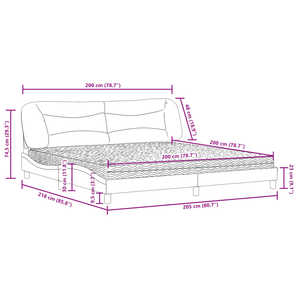 vidaXL Bett mit Matratze Dunkelbraun 200x200 cm Stoff