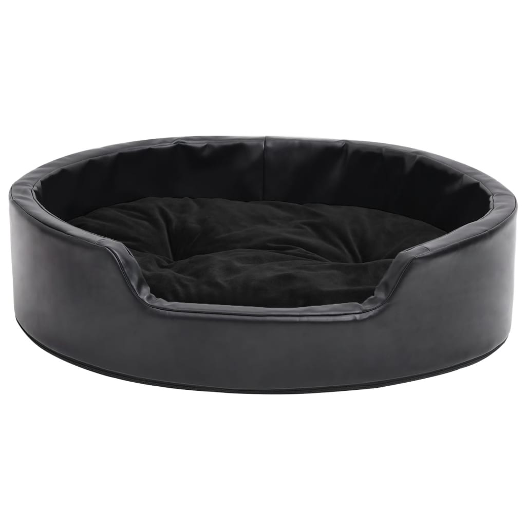 vidaXL Hundebett Schwarz 69x59x19 cm Plüsch und Kunstleder