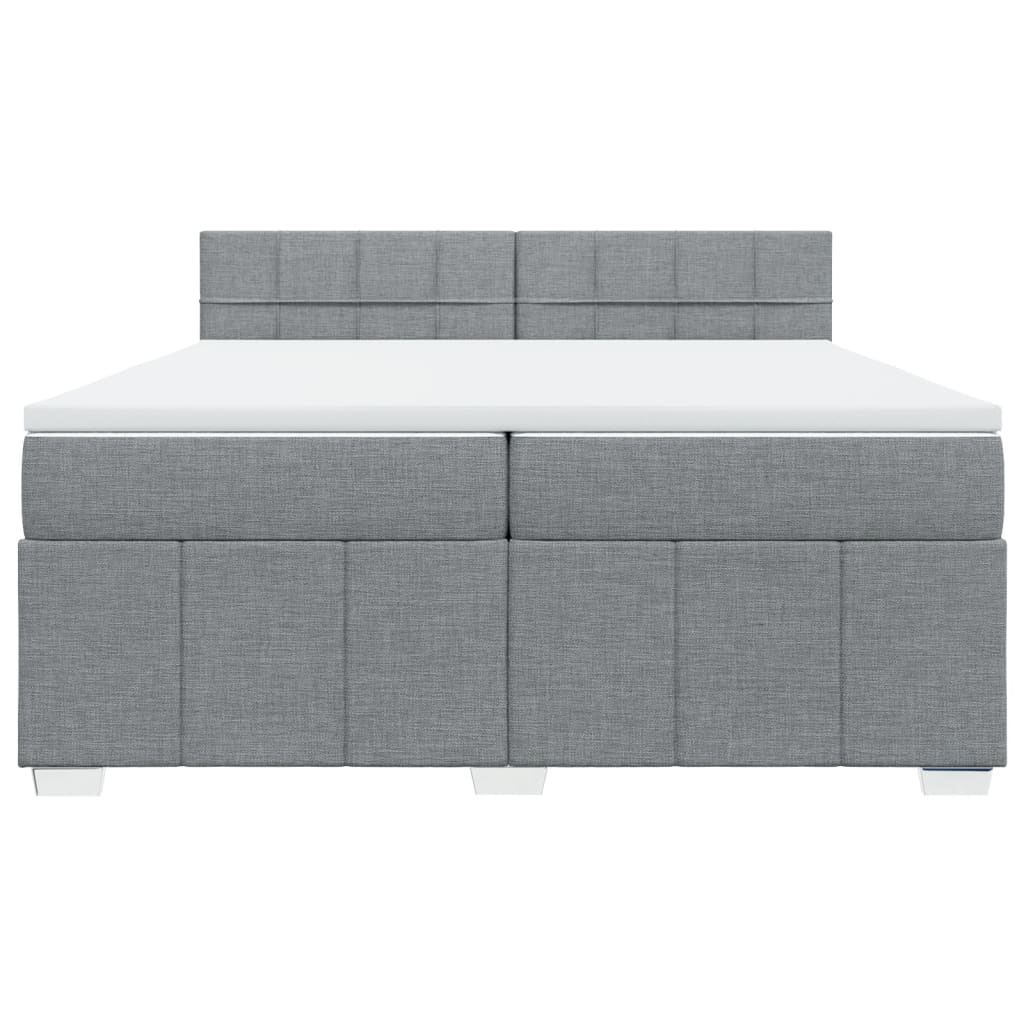 vidaXL Boxspringbett mit Matratze Hellgrau 200x200 cm Stoff