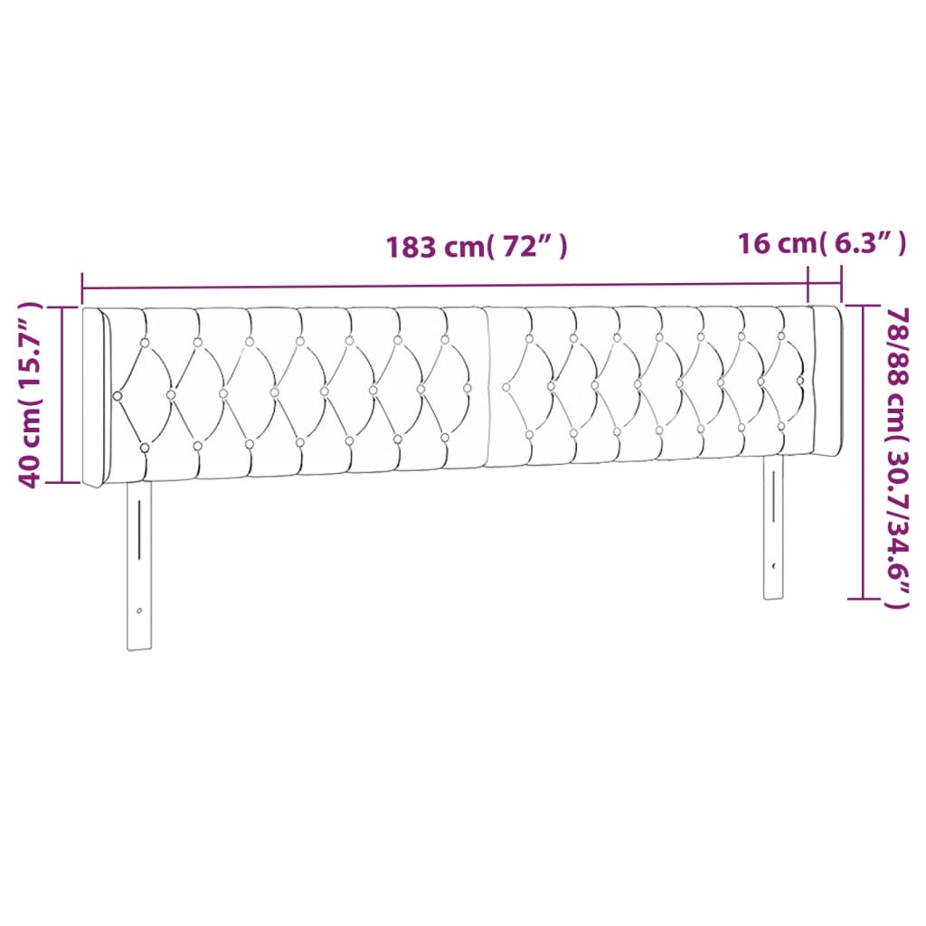 vidaXL LED Kopfteil Dunkelbraun 183x16x78/88 cm Stoff