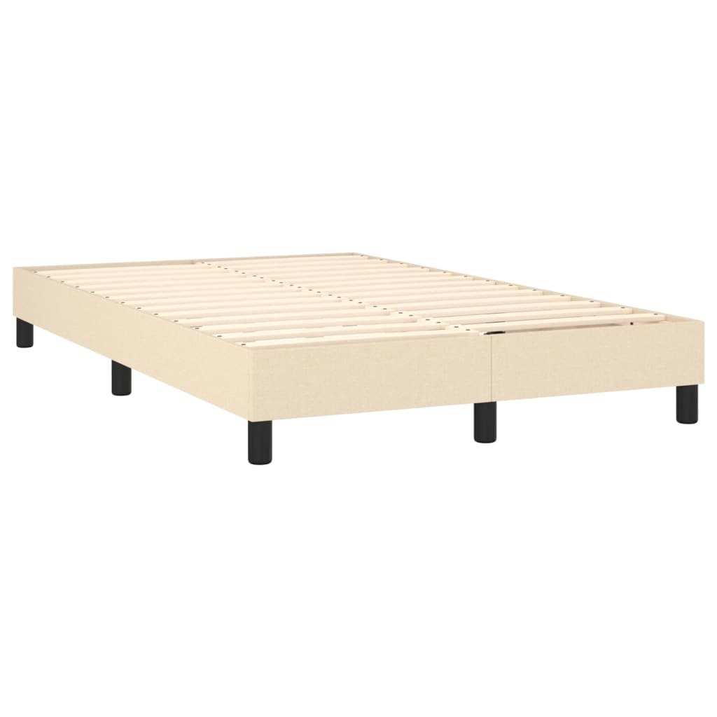 vidaXL Boxspringbett mit Matratze & LED Creme 120x190 cm Stoff