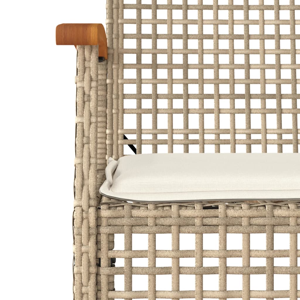 vidaXL Gartenstühle mit Kissen 4 Stk. Beige Poly Rattan Akazienholz