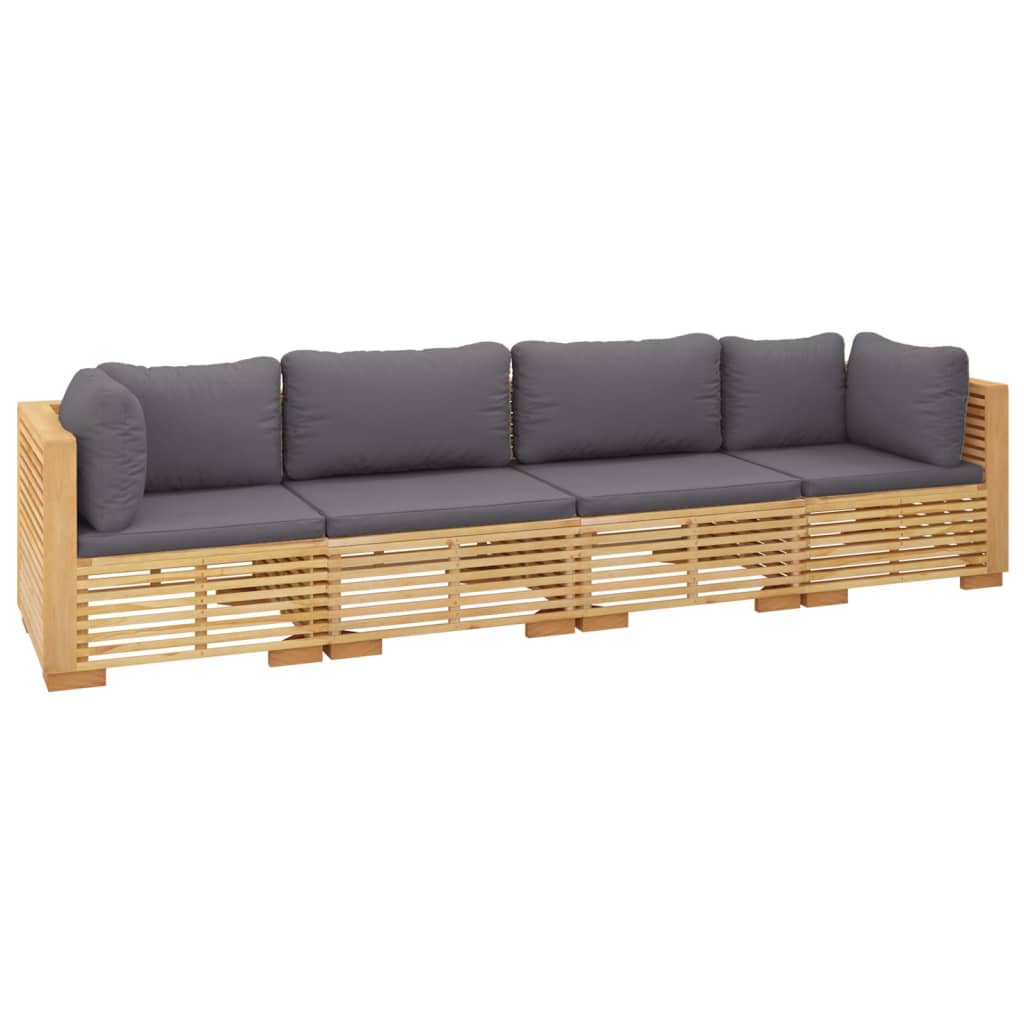 vidaXL 4-tlg. Garten-Lounge-Set mit Kissen Massivholz Teak