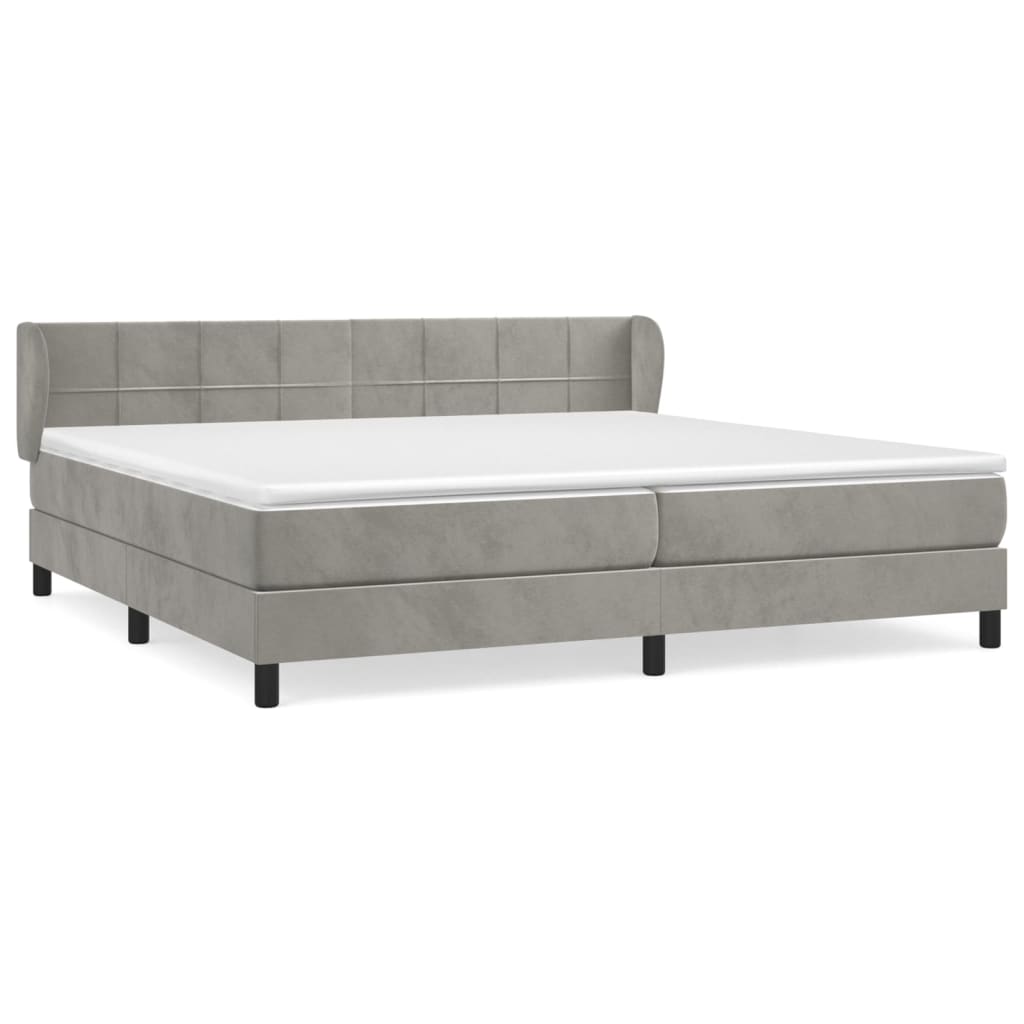 vidaXL Boxspringbett mit Matratze Hellgrau 200x200 cm Samt