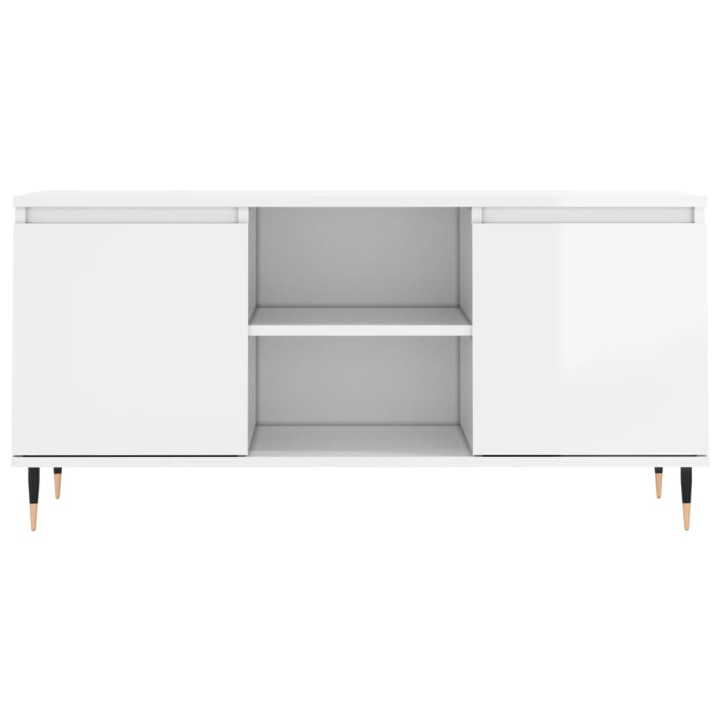 vidaXL TV-Schrank Hochglanz-Weiß 104x35x50 cm Holzwerkstoff