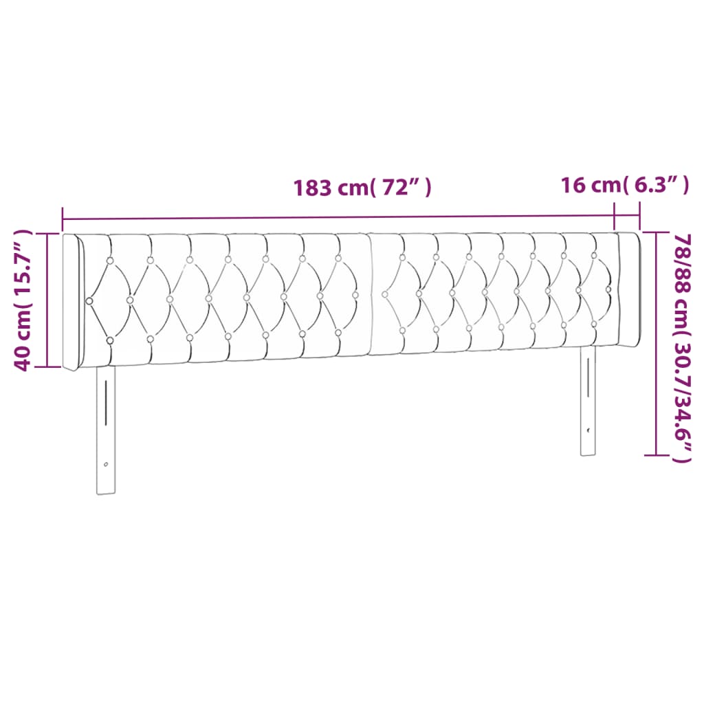 vidaXL LED Kopfteil Blau 183x16x78/88 cm Stoff