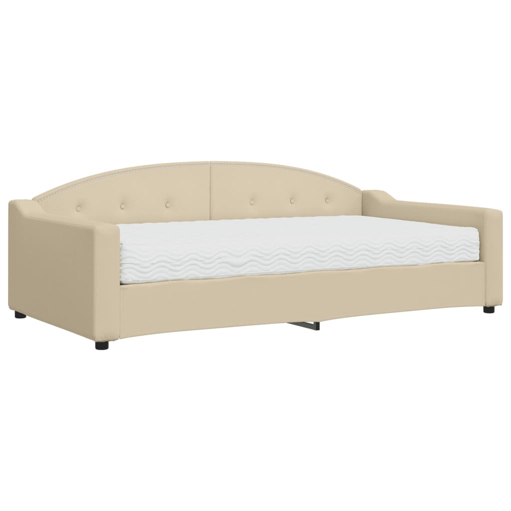 vidaXL Tagesbett mit Matratze Creme 100x200 cm Stoff