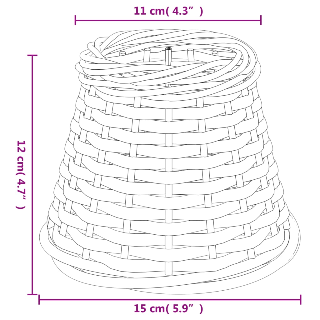 vidaXL Lampenschirm Braun Ø15x12 cm Korbweide