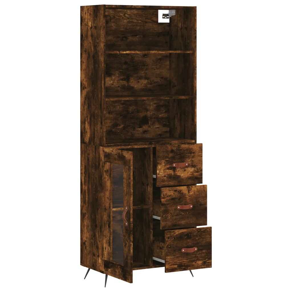 vidaXL Highboard Räuchereiche 69,5x34x180 cm Holzwerkstoff