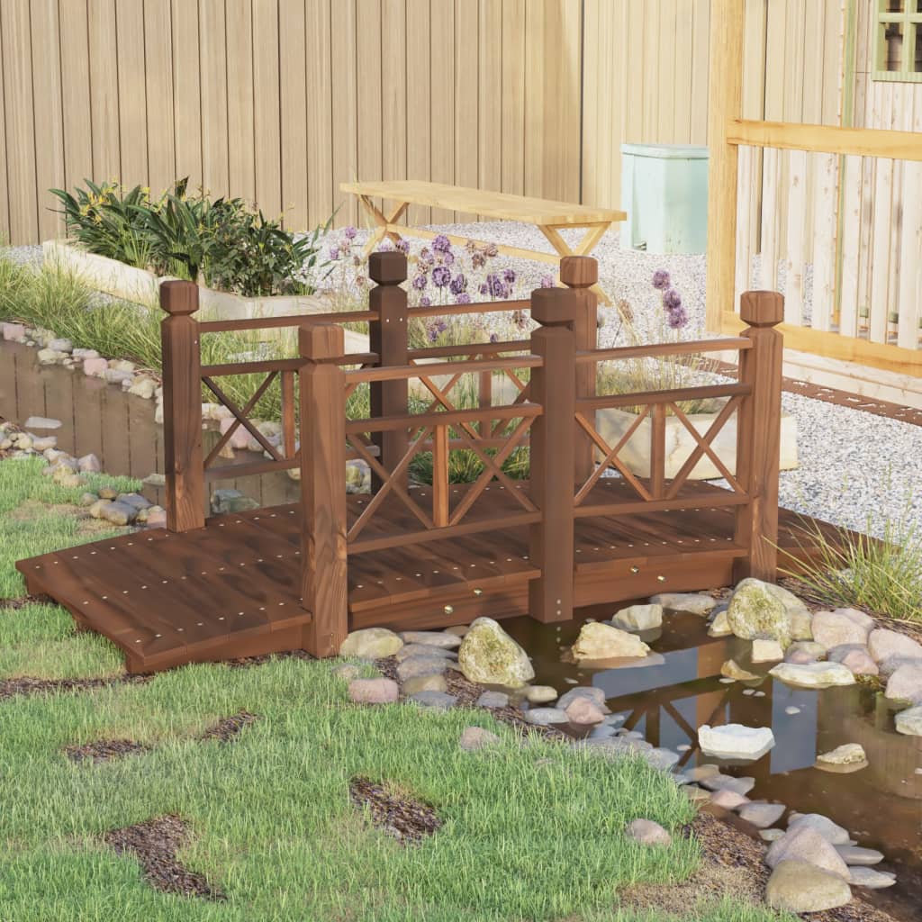 vidaXL Gartenbrücke mit Geländer 150x67x56 cm Massivholz Fichte