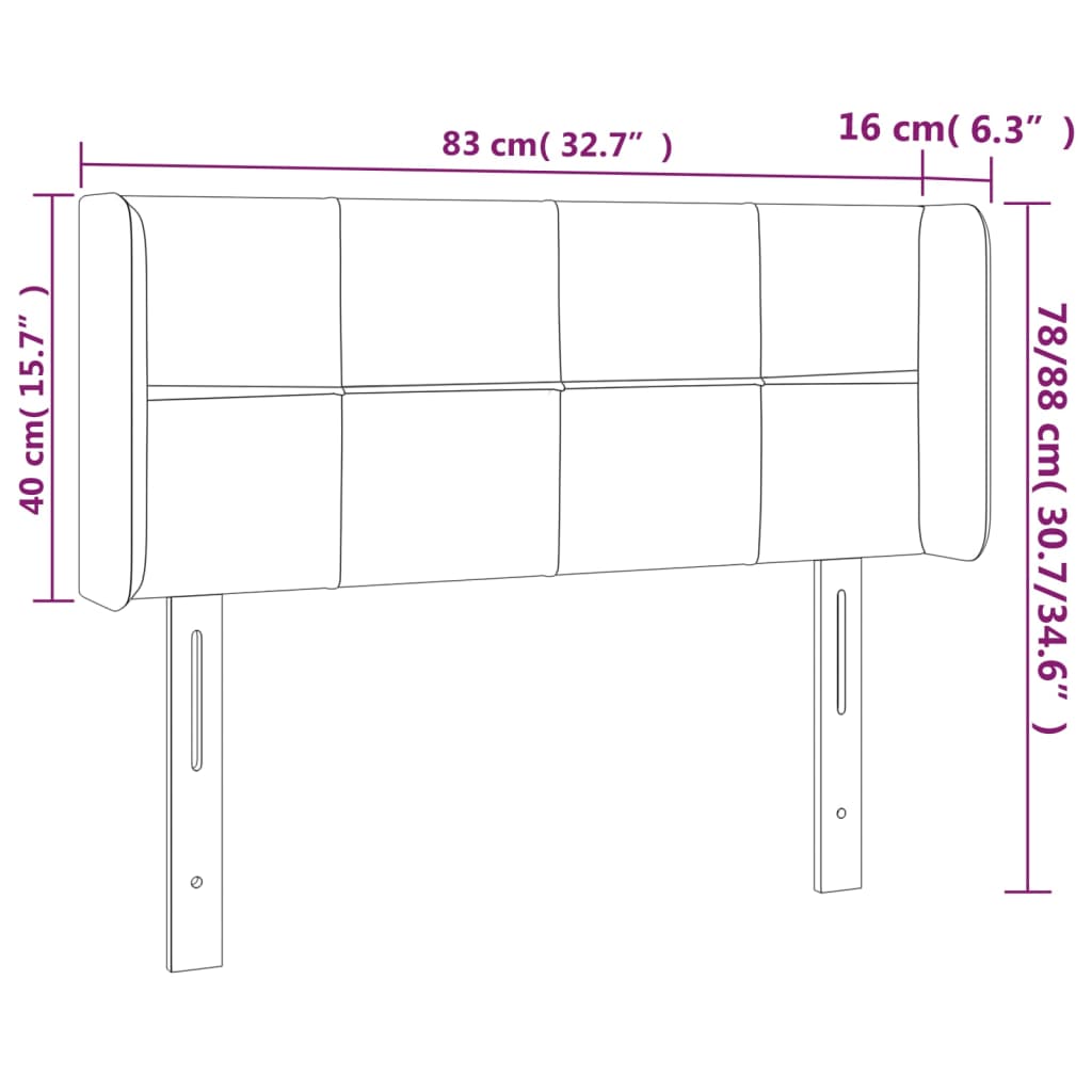 vidaXL LED Kopfteil Taupe 83x16x78/88 cm Stoff