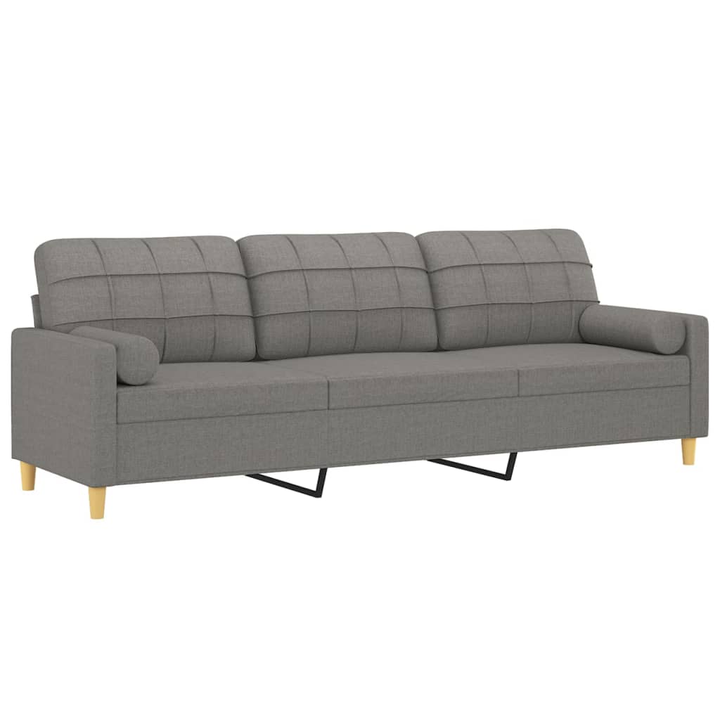 vidaXL 3-Sitzer-Sofa mit Kissen Dunkelgrau 210 cm Stoff