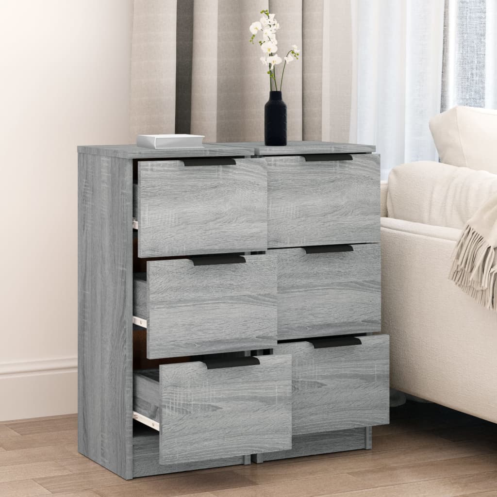 vidaXL Sideboards 2 Stk. Grau Sonoma 30x30x70 cm Holzwerkstoff