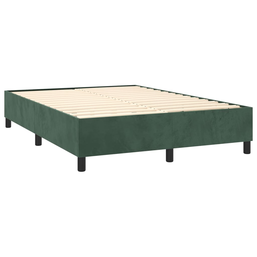 vidaXL Boxspringbett mit Matratze Dunkelgrün 140x200 cm Samt