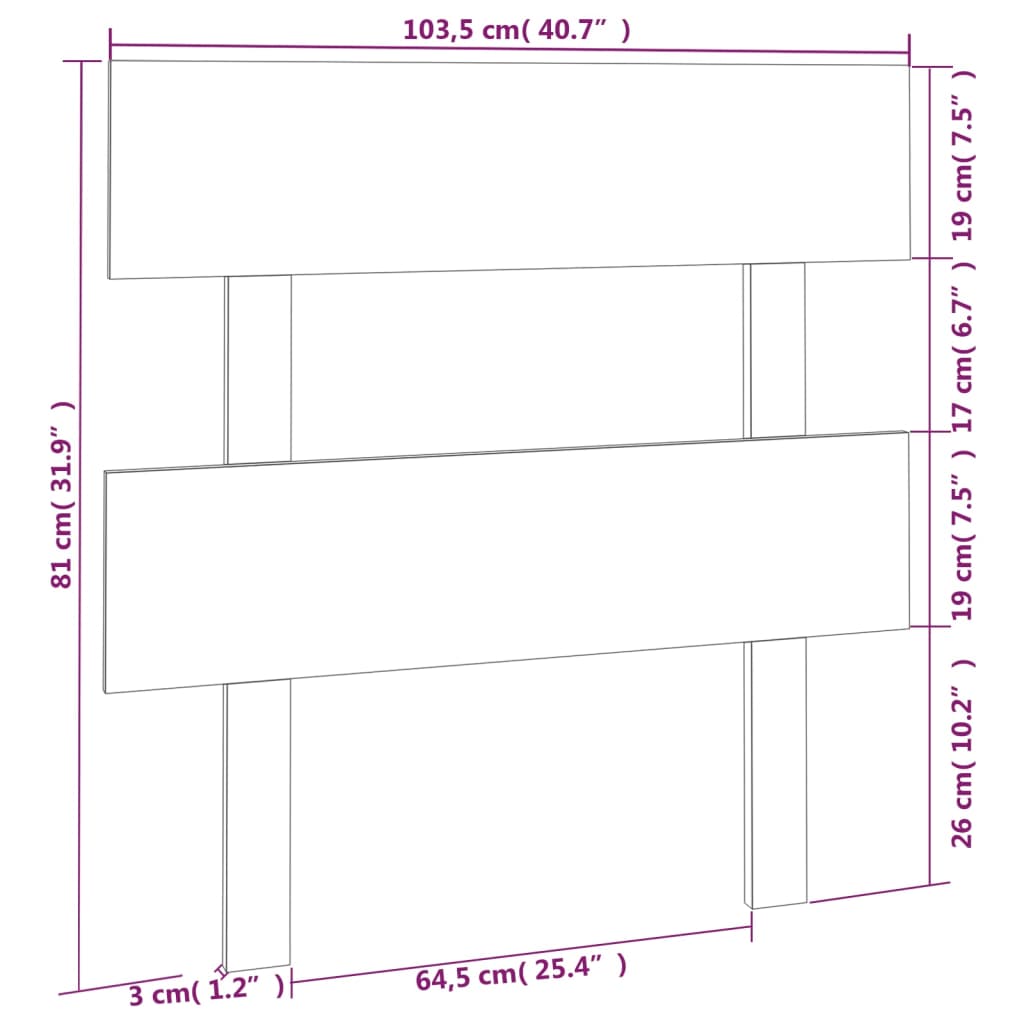 vidaXL Kopfteil Weiß 103,5x3x81 cm Massivholz Kiefer