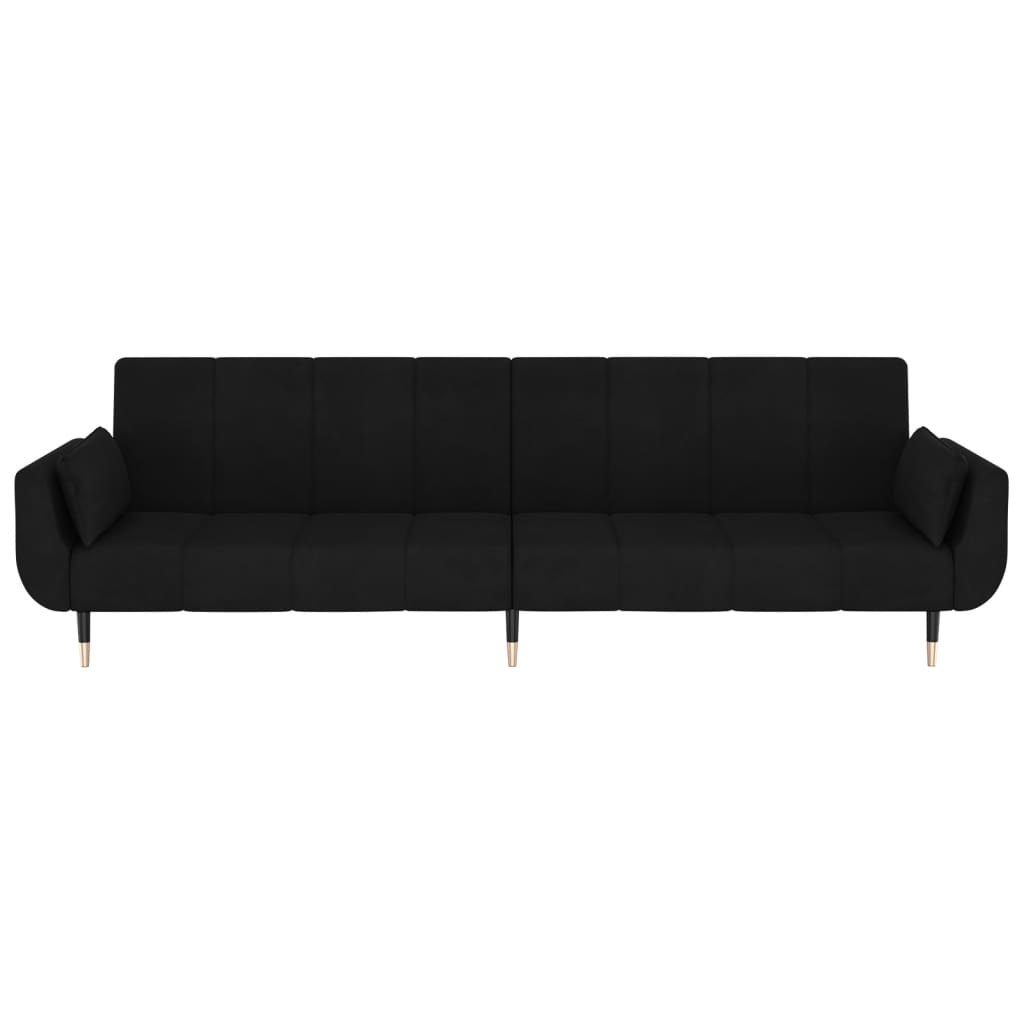 vidaXL Schlafsofa 2-Sitzer mit 2 Kissen Schwarz Samt