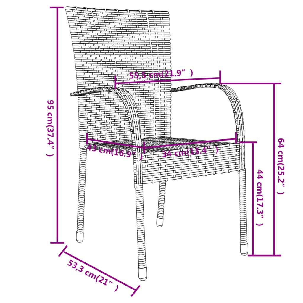 vidaXL 3-tlg. Garten-Essgruppe Poly Rattan Grau