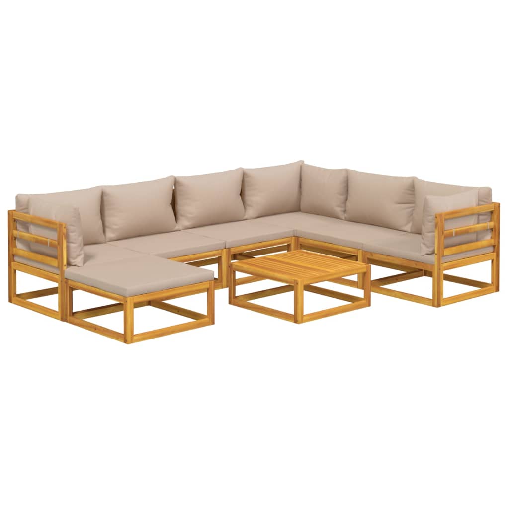 vidaXL 8-tlg. Garten-Lounge-Set mit Taupe Kissen Massivholz