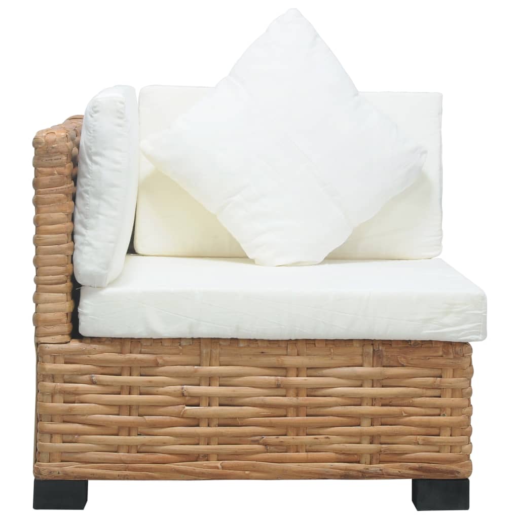 vidaXL Ecksofa mit Kissen Natürliches Rattan