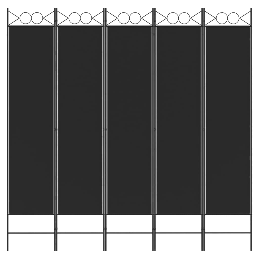 vidaXL 5-tlg. Paravent Schwarz 200x200 cm Stoff