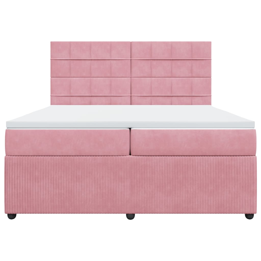 vidaXL Boxspringbett mit Matratze Rosa 200x200 cm Samt